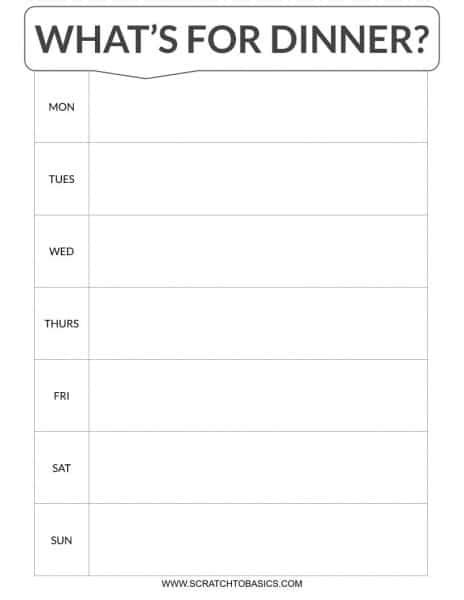 Weekly Dinner Menu Template