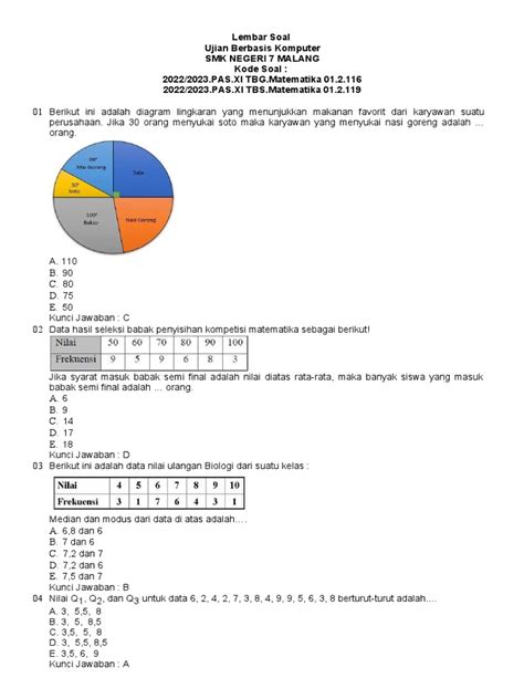 Soal Ujian Pas Ganjil Matematika Xi Tbg And Tbs Pariwisata 2022 Pdf