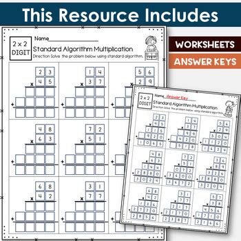 Standard Algorithm Multiplication Worksheets By The Rabbit Studio