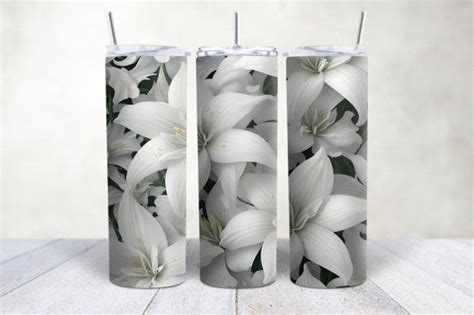 3 3d White Lilies Flowers Tumbler Wrap Diseños Y Gráficos