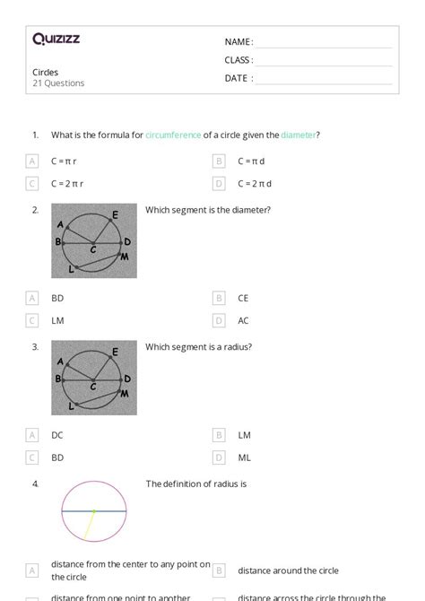 Circles Worksheets For Th Grade On Quizizz Free Printable