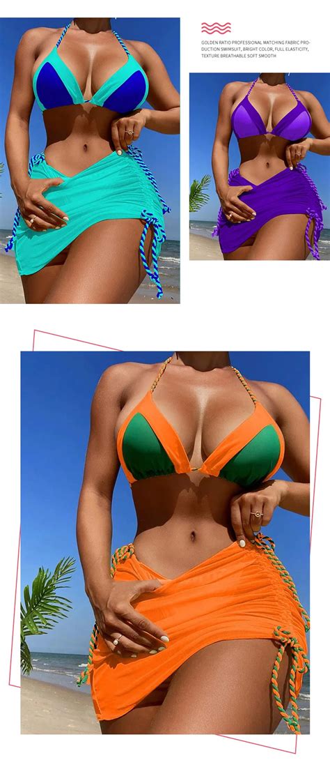 Pasuxi Factory Manufacturer Straps String Halter Bikini Plus Size Women Micro Swimsuit 3 Pcs