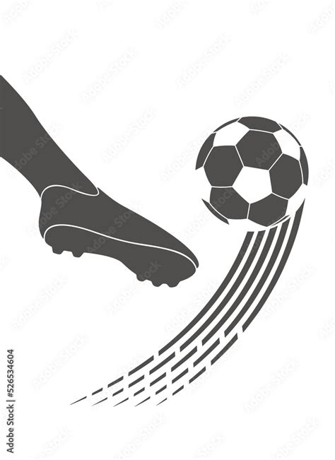 Football, footballer's leg, sports cleats, ball kick. Vector drawing of ...