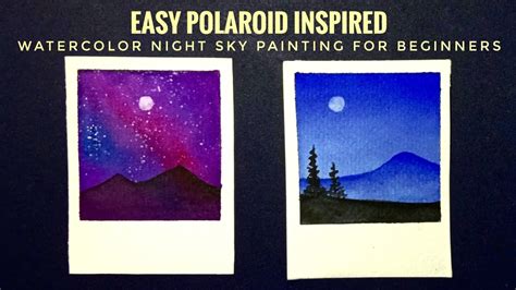 Easy Polaroid Inspired Watercolor Night Sky Paintings For Beginners