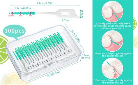 100 Pcs Dual Use Interdental Silicone Dental Brushes Green Tooth