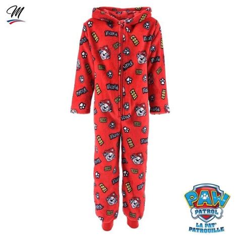 Pyjama Combinaison Polaire Garçon La Pat Patrouille Rouge Enfant