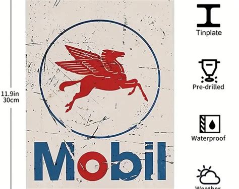 Mobil Gas Station Logo Rustic Oil Tin Sign 8x12 Inch - Etsy