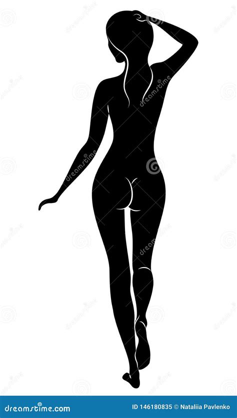 Silhouette D Une Dame Debout Douce La Fille A Une Belle Figure Mince