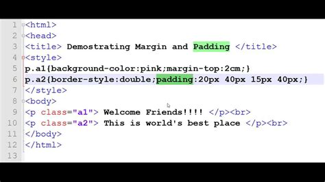 Learn Css How To Use Margin And Padding In Html Using Css Youtube