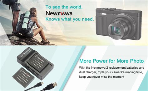 Newmowa DMW-BCM13 Replacement Battery (2-Pack) and Portable USB Charger ...