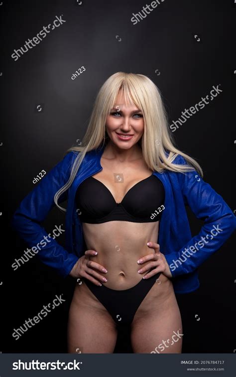 Sexy Blonde Woman Posing Wearing Black Stock Photo Shutterstock
