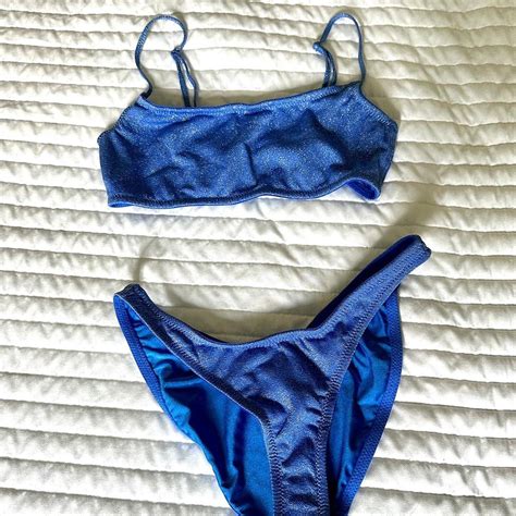 Blue Sparkle Triangl Bikini Mica Style This Bikini Depop