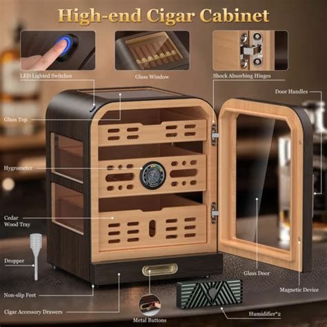Usewire Glass Top Cigar Humidor 120 Capacity With Led Light