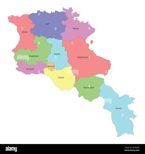 Mapa De Alta Calidad De Color Etiquetado De Armenia Con Fronteras De