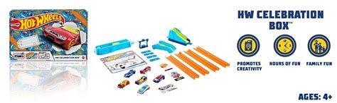 Hot Wheels HW Celebration Box Complete Starter Set With 6 Hot Wheels 1 64 Scale Cars Track