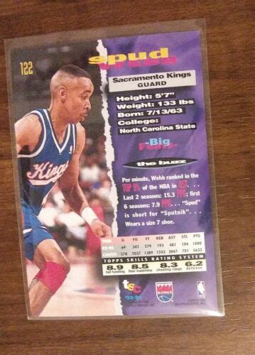 SPUD WEBB 1993 94 Topps Stadium Club Basketball Card 122 Sacramento