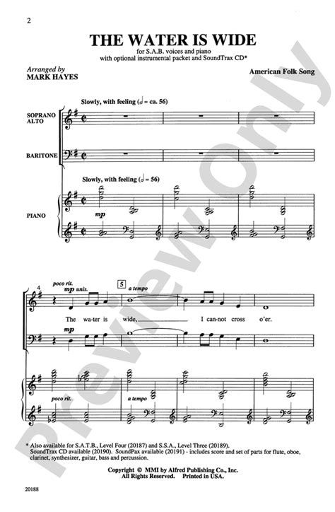 The Water Is Wide: SAB Choral Octavo - Digital Sheet Music Download