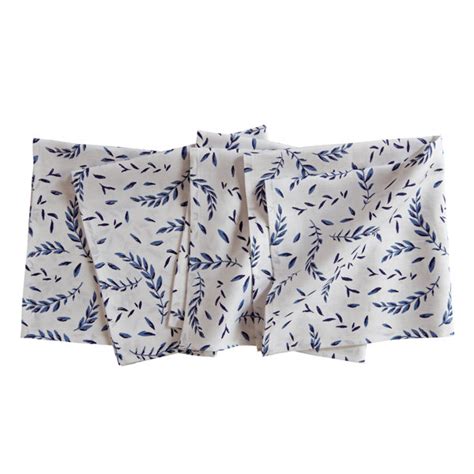 Solino Home Coastal Leaves Pure Linen Dinner Napkins Wayfair