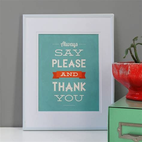 Items similar to Please and Thank You manners typography print, green ...