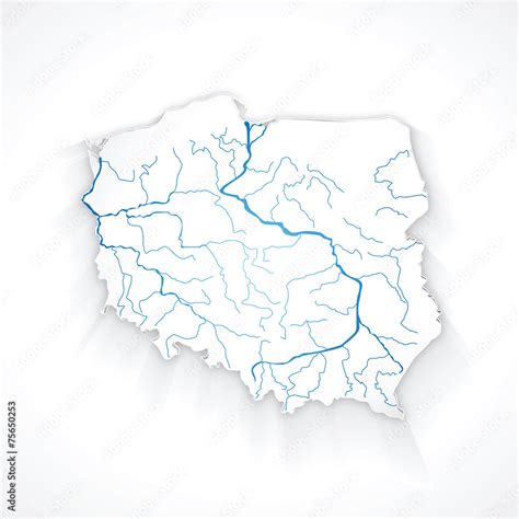 Polish Rivers Map Of Poland Stock Vector Adobe Stock