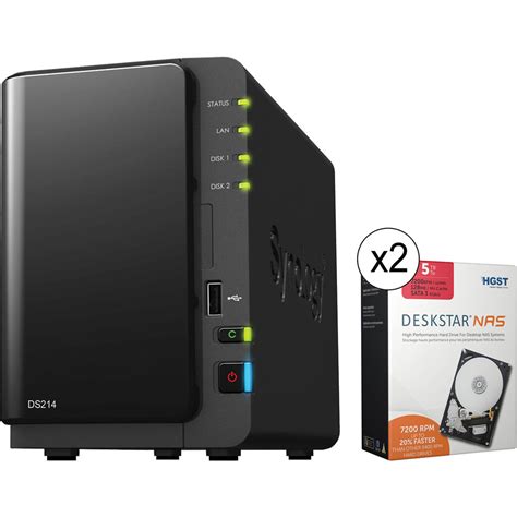 Synology DiskStation DS214 10TB 2 X 5TB 2 Bay NAS Server Kit