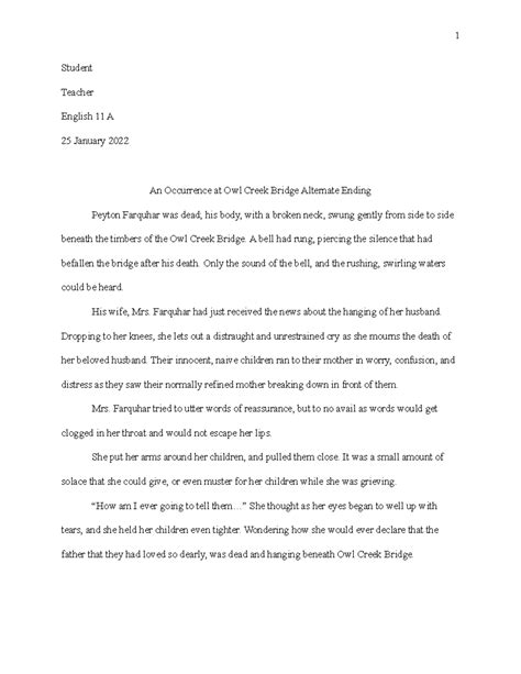 Summary An Occurrence At Owl Creek Bridge 4