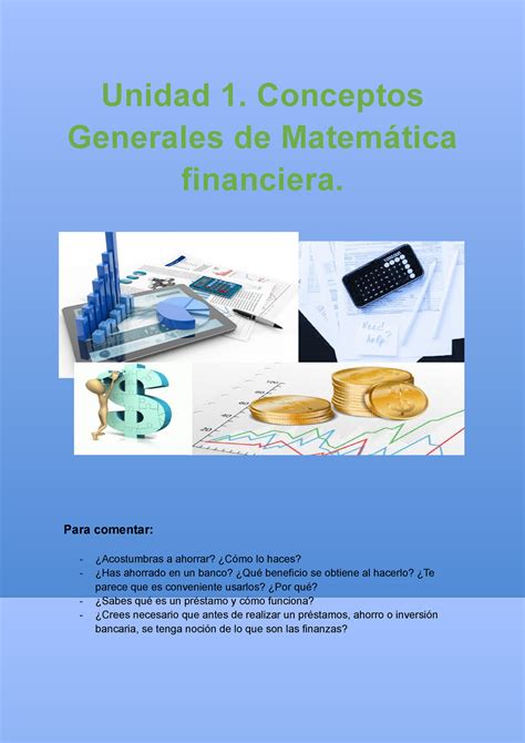 Matemática Financiera Unidad 1 Conceptos Generales de Matemática