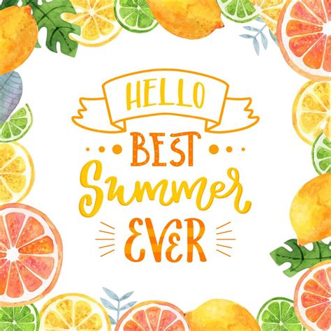 Premium Vector Hand Painted Watercolor Hello Summer Lettering