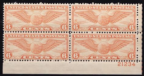 United States Cent Orange Airmail Scott C Winged Globe Vf Mint