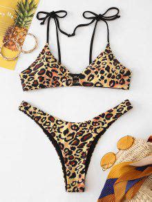 20 OFF 2021 ZAFUL Tie Leopard Bikini Set In MULTI A ZAFUL