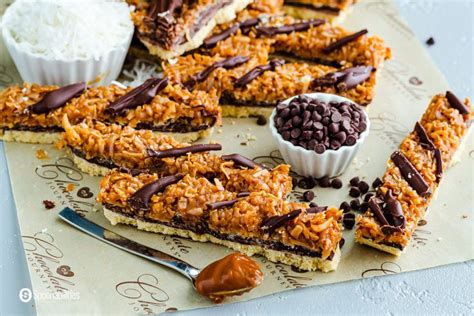 Homemade Samoas Cookie Caramel Coconut Bars Caramel Delites