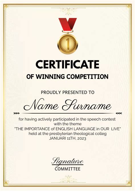 Winning Competition Certificate Template Postermywall