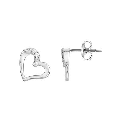 Boucles D Oreilles Puces En Argent Avec Oxyde De Zirconium Blanc