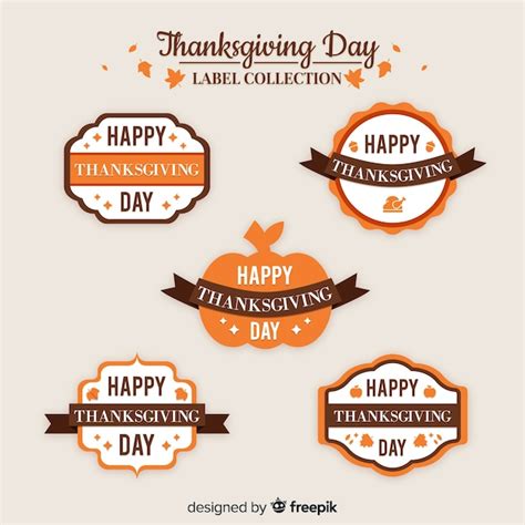 Collection D Tiquettes De Thanksgiving Vintage Vecteur Gratuite