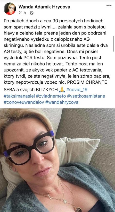 Wanda Hrycov Pozit Vna Na Covid Myslela Si E Je Z Najhor Ieho