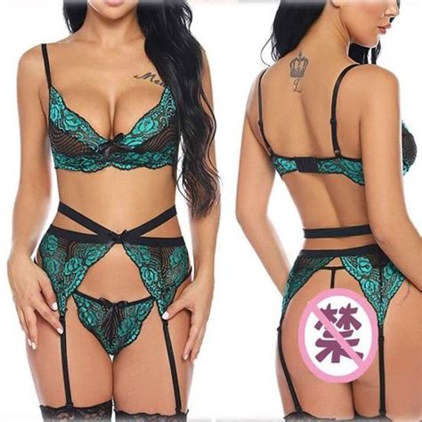 Ensemble Lingerie Sexy Femme Jarretière Dentelle Vert Adulte Vert Cdiscount Prêt à