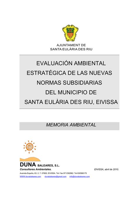 Evaluaci N Ambiental Estrat Gica De Las Nuevas Normas