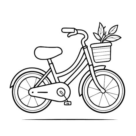 Premium Vector | Simple bicycle drawing for kids coloring page