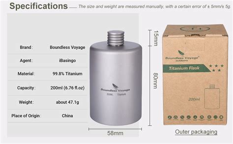 Amazon IBasingo 200ml Titanium Pocket Flagon Camping Portable