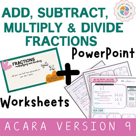 Bundle Multiply Divide Add And Subtract Fractions Powerpoint And