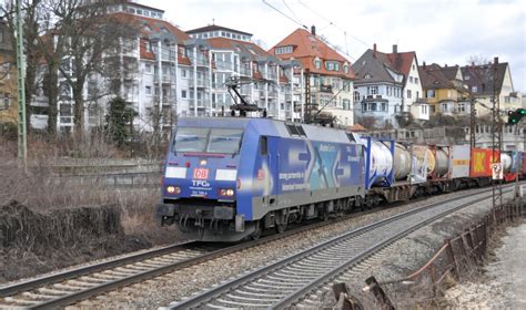 Albatros Express Mit Containerzug In Ulm Am