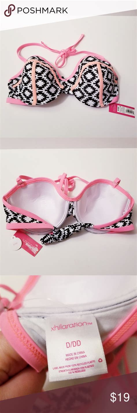 Nwt Xhilaration D Dd Black White Pink Bikini Top Bikinis Bikini Tops