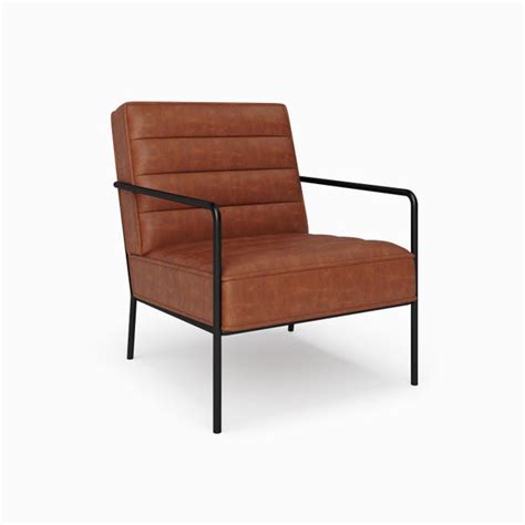 Bookham Faux Leather Metal Arm Accent Chair | Dunelm