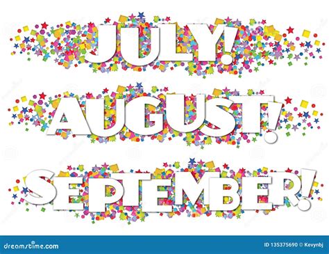 Calendar Months Newsletter Decorative July August September Stock