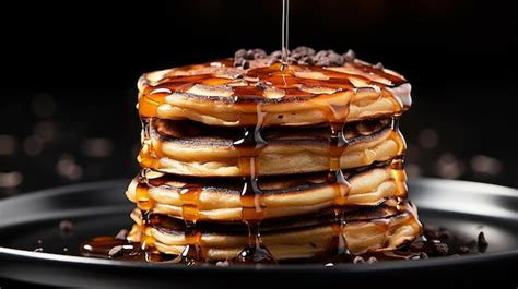 Premium Photo Pancakes With Syrup Pouring HD 8K Wallpaper Stock