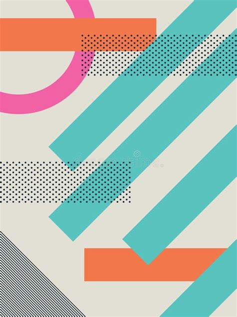 Abstract Retro 80s Background With Geometric Shapes And Pattern