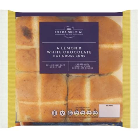 Asda Extra Special Lemon White Chocolate Hot Cross Buns