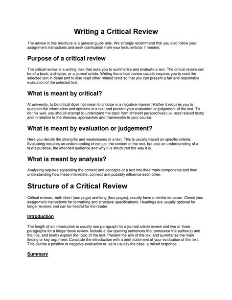 Critical Review Basics For Critical Review Writing A Critical