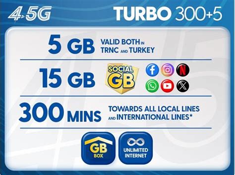 Turbo 300 Mins 5GB Postpaid 4 5G Paket Detay Kuzey Kibris Turkcell