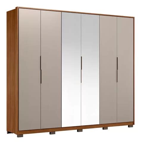 Guarda Roupa Casal Atrice Portas Nogueira Nude Prime Tx Parcelamento Sem Juros